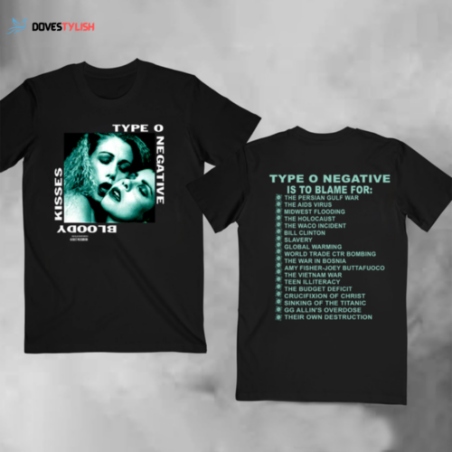 TYPE O NEGATIVE 1993 Bloody Kisses Retro Band Touring T-shirt
