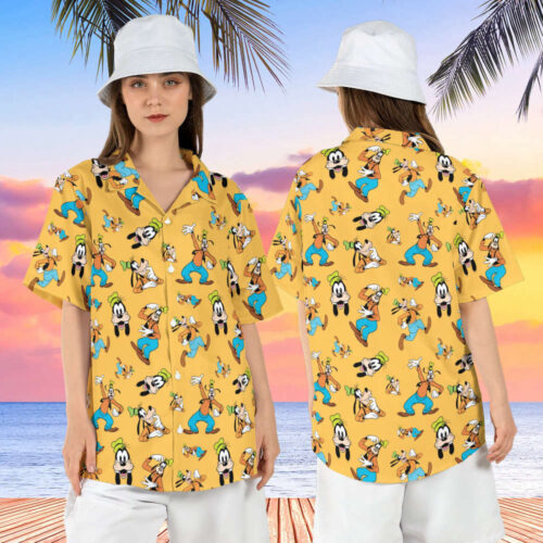 Goofy Summer Mickey and Friends Goofy Button Up Disneyland Beach Hawaiian Shirt