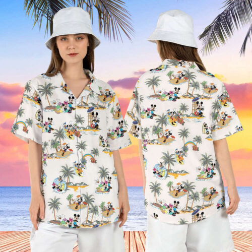 Mickey and Friends Tropical Mickey Minnie Palm Tree Hawaiian Shirt
