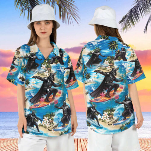 Star Wars Tropical Hawaiian Shirt, Star Wars Cartoon Style Hawaii Shirt, Baby Yoda Summer Aloha Shirt, Darth Vader Beach Short Sleeve Shirt