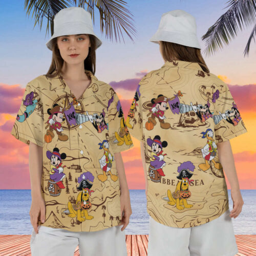 Disney Pirates of Caribbean Hawaiian Shirt, Mickey And Friends A Pirate’s Life Summer Short Sleeve Shirt, Mickey Pirate Beach Vacation Shirt