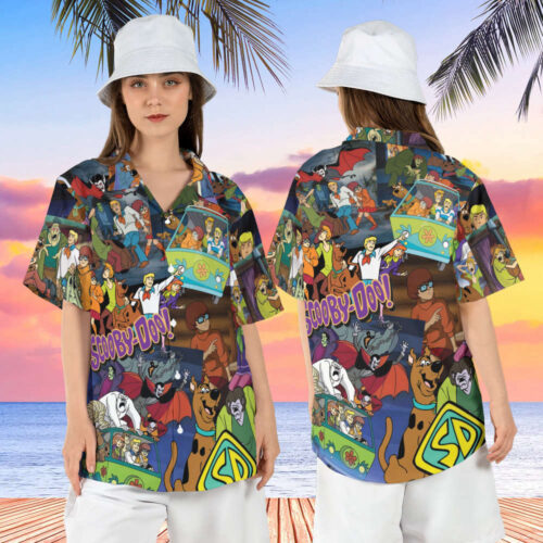 Scooby Doo Hawaiian Shirt, Funny Cartoon Summer Hawaii Shirt, Disneyland Vacation Tropical Aloha Shirt, Scooby Doo Friends Button Up Shirt