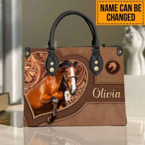 Customized Horse Leather Handbag: Stylish Vintage Tote for Women