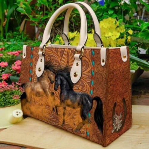 Handmade Personalized Horse Leather Tote Bag for Women – Custom Vintage Handbag