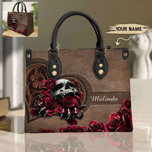 Personalized Skull Leather Handbag – Custom Tote Bag for Women  Handmade & Vintage