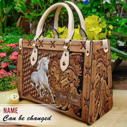 Handmade Personalized Leather Horse Tote Bag – Custom Vintage Handbag for Women