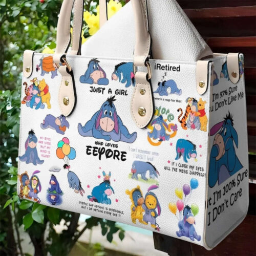 Personalized Eeyore Leather Handbag – Love Disney  Handmade Cartoon Women Bag