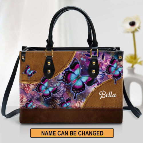 Stylish Butterfly Sunflower Leather Bag for Women: Personalized Handmade Crossbody & Shoulder Handbag
