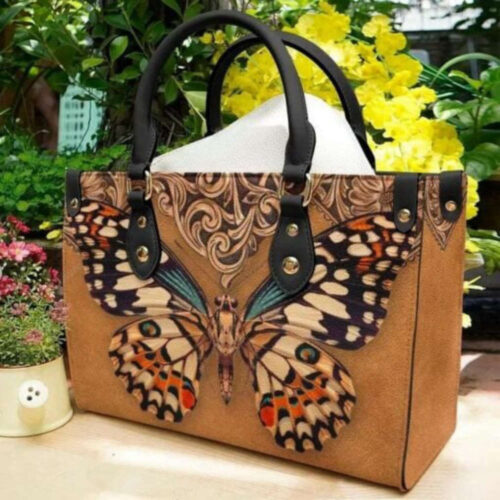 3D Butterfly Leather Handbag: Personalized  Handmade Women s Animal Bag