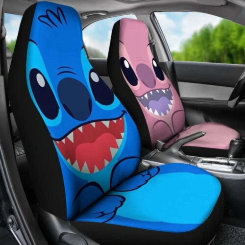 Stitch Blue Pink Car Seat Covers – Cartoon Car Accessory & Disney Fan Gift