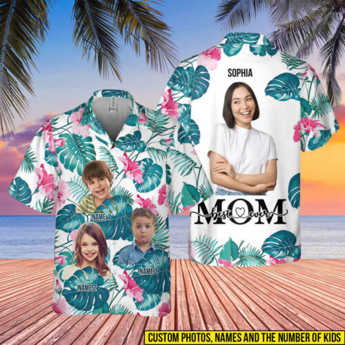 Best Mom Ever Shirt, Custom Photo And Name Tshirt, Vacation Gift, Beach H A W A I I A N Shirt, Gift For Mom, Party Beach Summer Tee