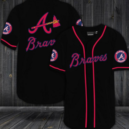 Atlanta Braves Black Printed Baseball Jersey: Stylish & Authentic MLB Gear