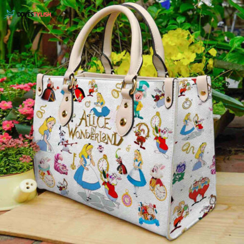 Cute Alice in Wonderland Leather Handbag: Personalized  Handmade Disney Bag