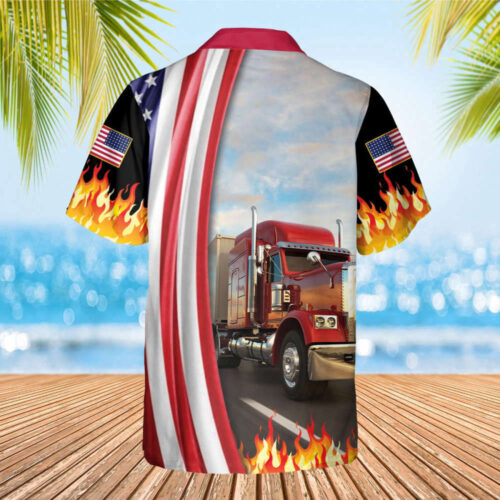 Big Truck Hawaiian 4th Of July Shirt – Perfect Truckers Dad Gift for Father s Day