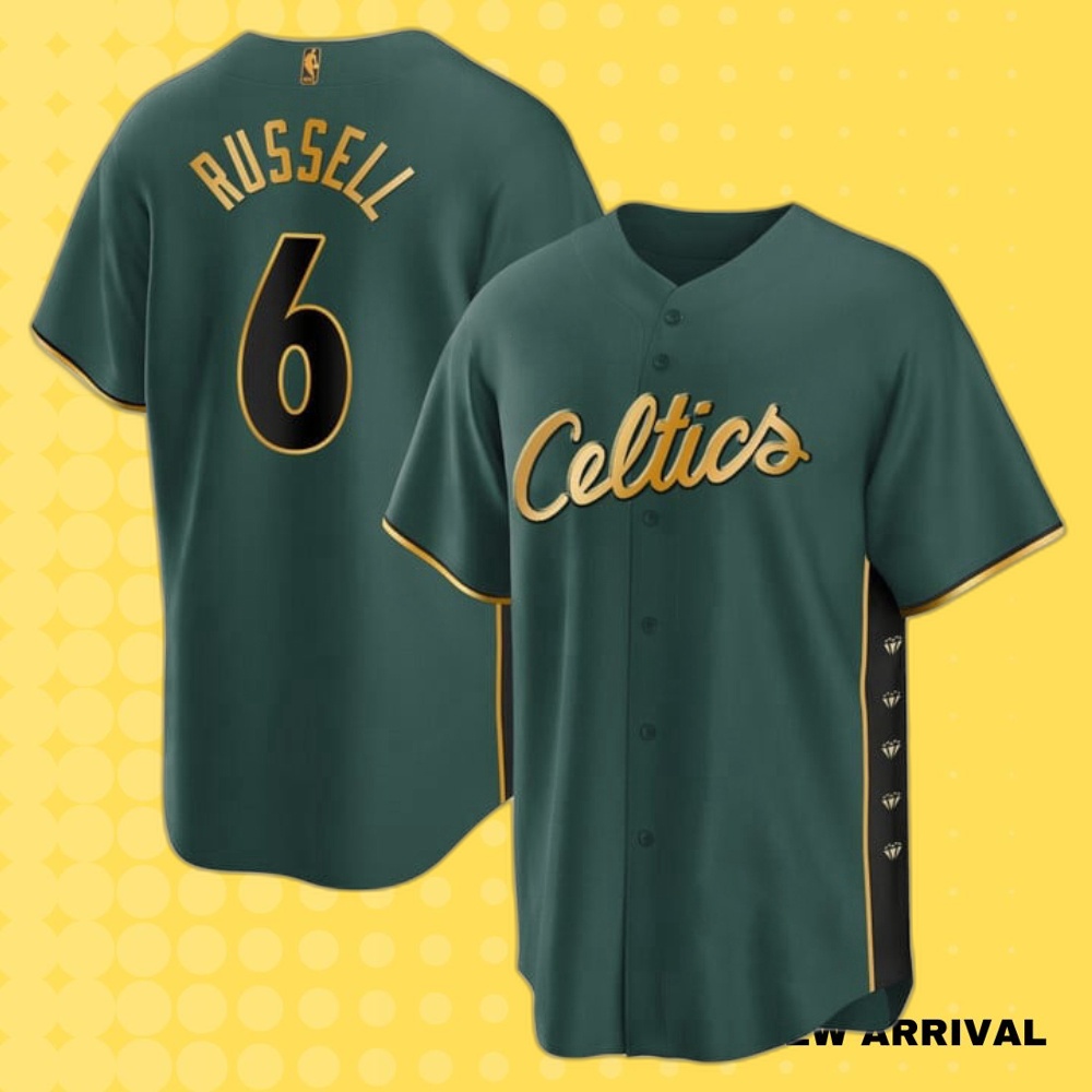 Authentic Bill Russell No 6 Boston Celtics Baseball Jersey - Perfect ...