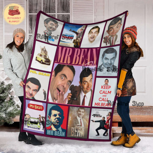 Cozy Retro Mr Bean Fleece Blanket – Funny Movie Quilt & Mink Sherpa – Perfect for Fans