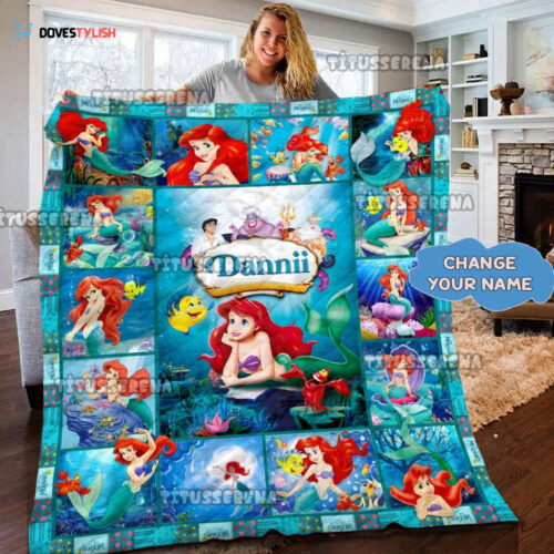 Custom Ariel The Little Mermaid Quilt Blanket – Princess Bedding & Kids Bed Set