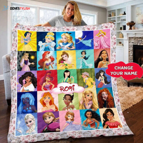 Custom Disney Princess Fleece Blanket – Perfect Christmas Gift!