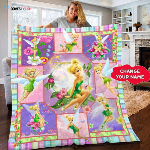 Custom Disney Tinkerbell Fleece Blanket: Personalized Christmas & Anniversary Gift