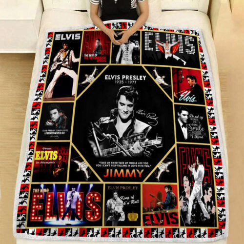 Custom Elvis Presley Fleece Blanket: King of Rock & Roll Fan Gift