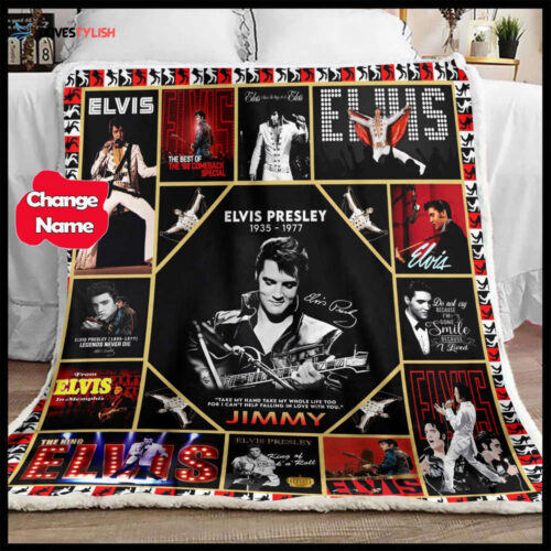 Custom Elvis Presley Fleece Blanket: King of Rock & Roll Fan Gift