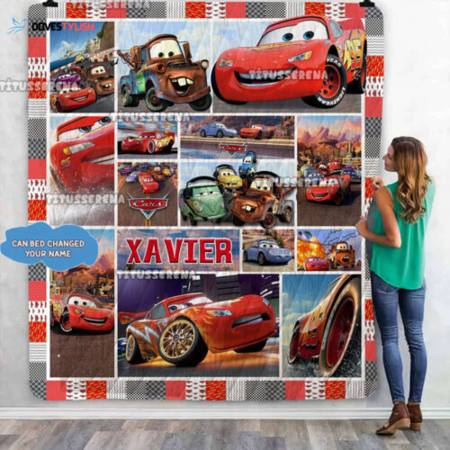 Custom Lightning McQueen Quilt Blanket Set: Perfect Cars Bedding Gift for Toddlers & Christmas