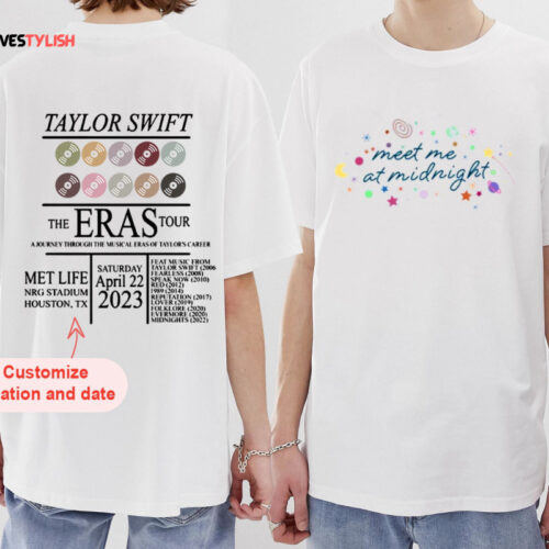 Custom The Eras Tour Shirt, Eras Tour Shirt 2 Side Printed, Meet Me At Midnight Tshirt, Swiftie Merch, Custom TS Shirt, Eras Tour Merch