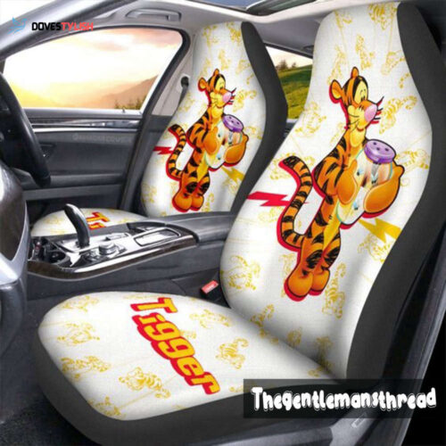 Custom Tigger Cartoon Car Seat Cover – Front Seat Protector Cushion & Decoration