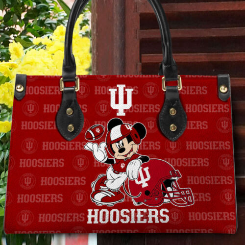 Customized Indiana Hoosiers Mickey Women Leather PU Hand Bag and Women Wallet Combo Disney Bag and Wallet