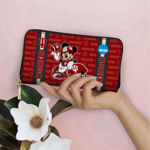 Customized Indiana Hoosiers Mickey Women Leather PU Hand Bag and Women Wallet Combo Disney Bag and Wallet