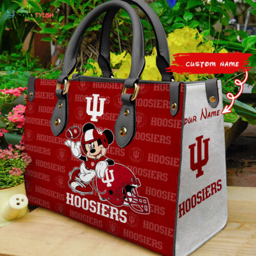 Customized Indiana Hoosiers Mickey Women Leather PU Hand Bag and Women Wallet Combo Disney Bag and Wallet