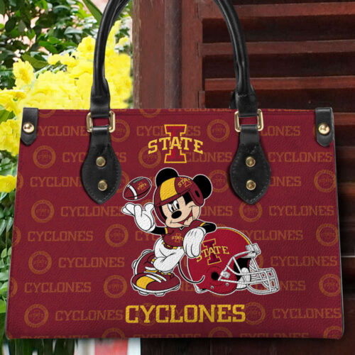 Customized Iowa State Cyclones Mickey Women Leather PU Hand Bag and Women Wallet Combo Disney Bag Wallet