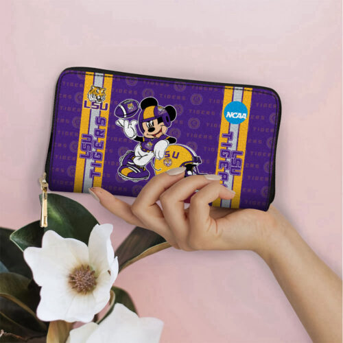 Customized LSU Tigers Mickey Women Leather PU Hand Bag and Women Wallet Combo Disney Bag Wallet