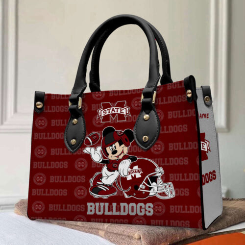 Customized Mississippi State Bulldogs Mickey Women Leather PU Hand Bag and Women Wallet Combo Disney Bag Wallet