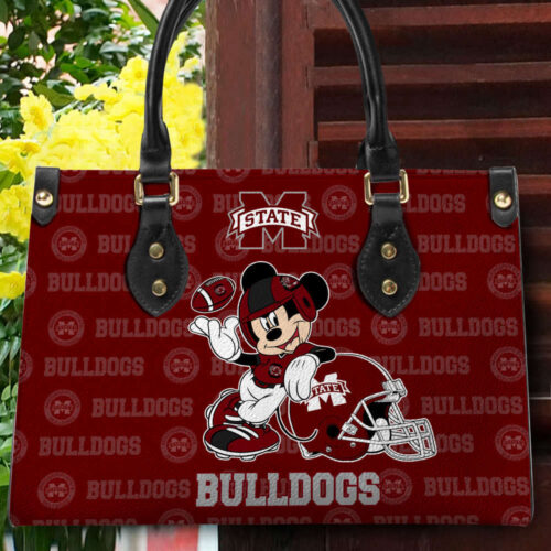 Customized Mississippi State Bulldogs Mickey Women Leather PU Hand Bag and Women Wallet Combo Disney Bag Wallet