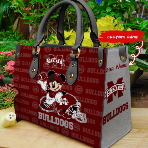 Customized Mississippi State Bulldogs Mickey Women Leather PU Hand Bag and Women Wallet Combo Disney Bag Wallet