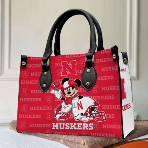 Customized Nebraska Cornhuskers Mickey Women Leather PU Hand Bag and Women Wallet Combo Disney Bag Wallet