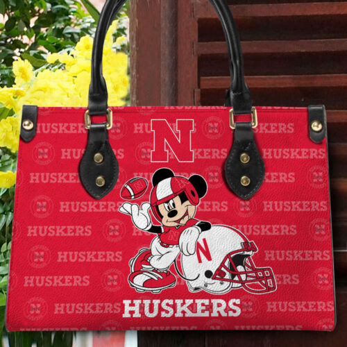 Customized Nebraska Cornhuskers Mickey Women Leather PU Hand Bag and Women Wallet Combo Disney Bag Wallet