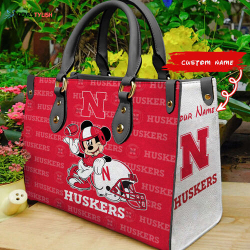 Customized Nebraska Cornhuskers Mickey Women Leather PU Hand Bag and Women Wallet Combo Disney Bag Wallet