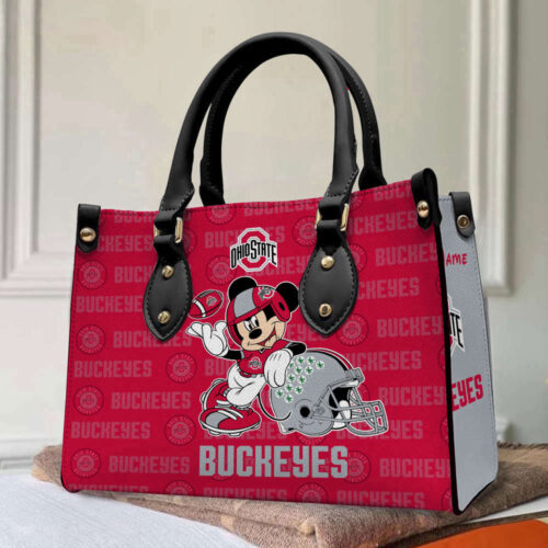 Customized Ohio State Buckeyes Mickey Women Leather PU Hand Bag and Women Wallet ComboDisney Bag and Wallet Disney Bag and Wallet