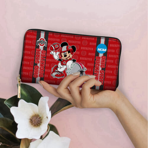 Customized Ohio State Buckeyes Mickey Women Leather PU Hand Bag and Women Wallet ComboDisney Bag and Wallet Disney Bag and Wallet