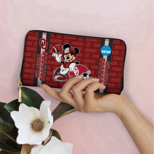 Customized Oklahoma Sooners Mickey Women Leather PU Hand Bag and Women Wallet ComboDisney Bag and Wallet Disney Bag and Wallet