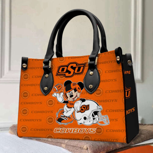 Customized Oklahoma State Cowboys Mickey Women Leather PU Hand Bag and Women Wallet ComboDisney Bag and Wallet Disney Bag and Wallet