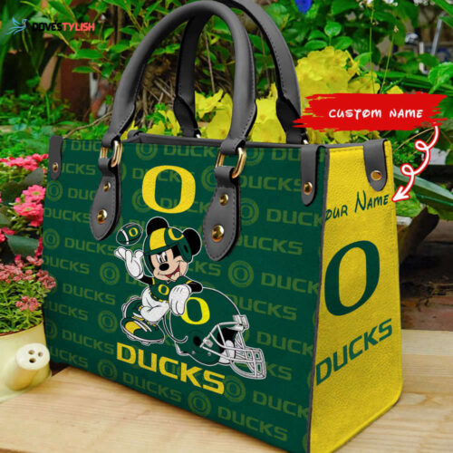 Customized Oregon Ducks Mickey Women Leather PU Hand Bag and Women Wallet ComboDisney Bag and Wallet Disney Bag and Wallet