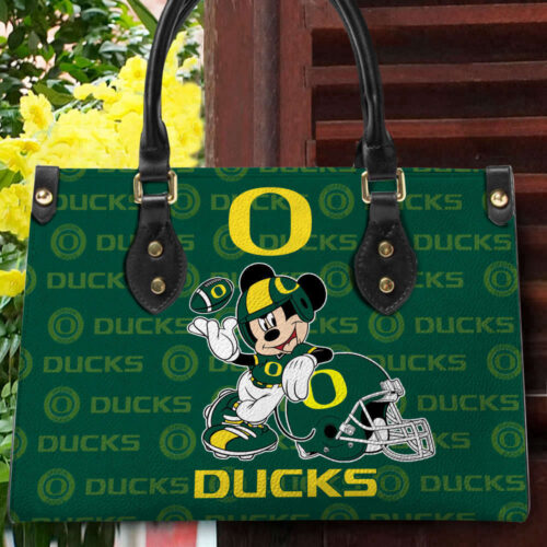 Customized Oregon Ducks Mickey Women Leather PU Hand Bag and Women Wallet ComboDisney Bag and Wallet Disney Bag and Wallet