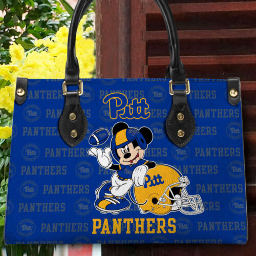 Customized Pittsburgh Panthers Mickey Women Leather PU Hand Bag and Women Wallet ComboDisney Bag and Wallet Disney Bag and Wallet