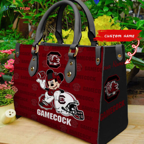 Customized South Carolina Gamecocks Mickey Women Leather PU Hand Bag and Women Wallet ComboDisney Bag and Wallet Disney Bag and Wallet
