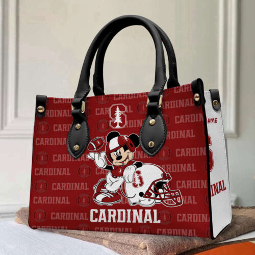 Disney Bag and WalletCustomized Stanford Cardinal Mickey Women Leather PU Hand Bag and Women Wallet Combo