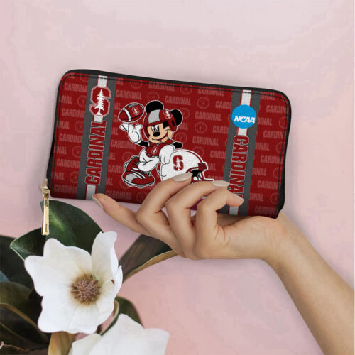 Disney Bag and WalletCustomized Stanford Cardinal Mickey Women Leather PU Hand Bag and Women Wallet Combo