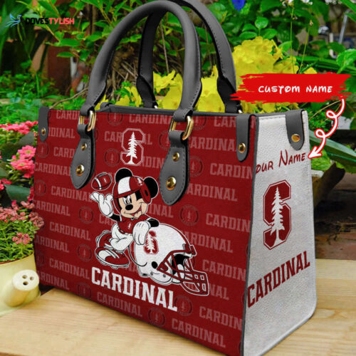 Disney Bag and WalletCustomized Stanford Cardinal Mickey Women Leather PU Hand Bag and Women Wallet Combo